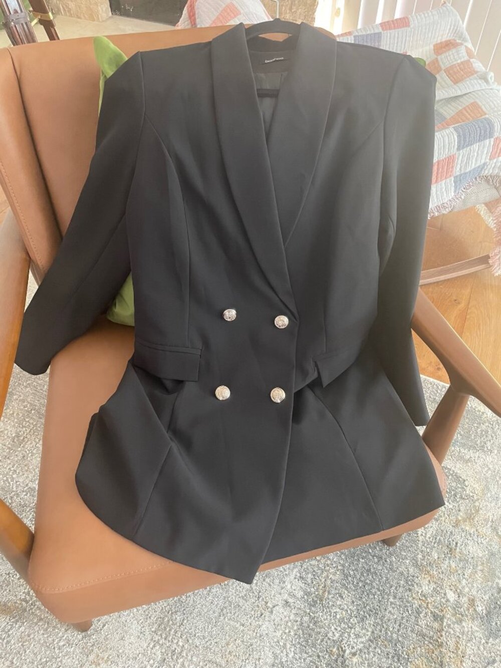 BooHoo Women's Double Breasted Black Blazer Size 14 From Italy